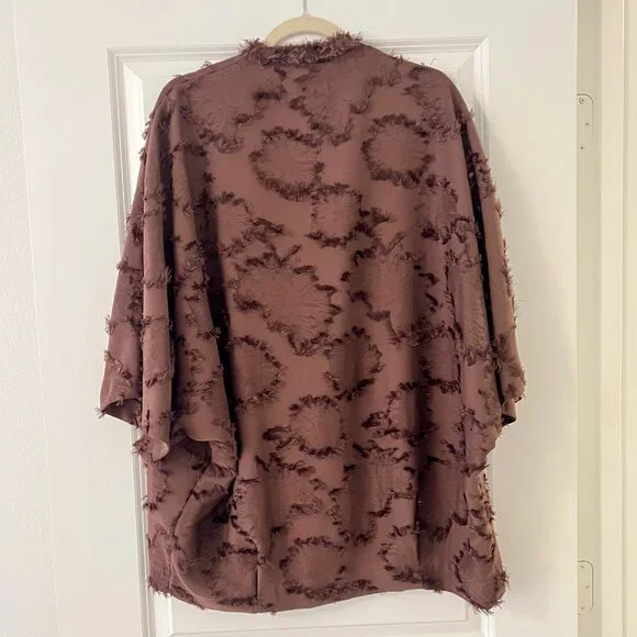 Zara Chocolate Brown Wrap Kimono Jacket Cardigan Short Sleeve - Picture 3 of 3